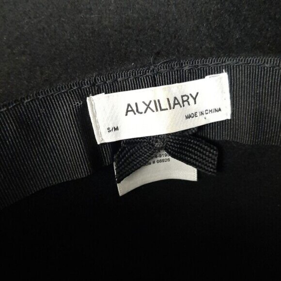 AUXILIARY Aritzia 100% Wool Felt Fedora Hat Tonal Ribbon Detail Black Sz S - M - Picture 14 of 16